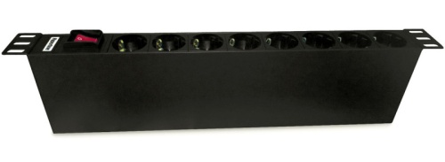 Hyperline Блок розеток для 19" шкафов, горизонтальный, 8 розеток Schuko, выкл. с подсветкой, вх. разъем IEC320 C14 10А, 