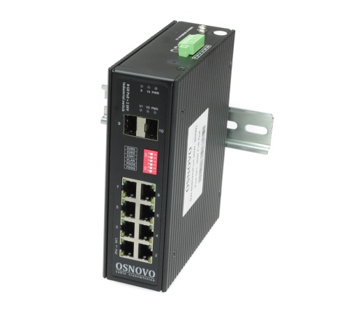 OSNOVO Промышленный HiPoE коммутатор Gigabit Ethernet на 8GE PoE + 2 GE SFP порта