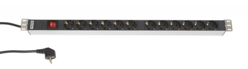 Hyperline Блок розеток, 12 розеток, 16 A, выключатель, шнур 2.5м (700 x 44.4 x 44.4 мм)