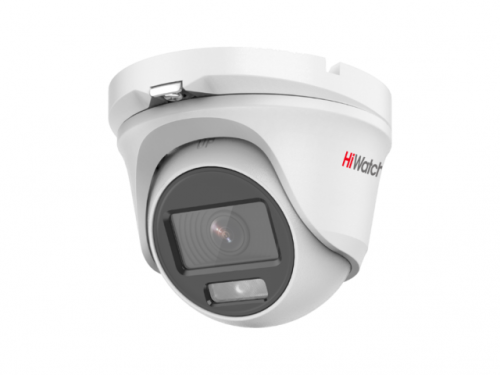 HiWatch 2Мп уличная купольная HD-TVI камера с LED-подсветкой до 20м и технологией ColorVu