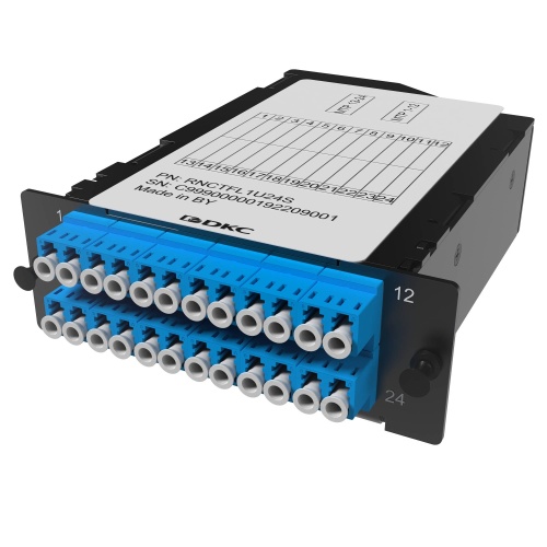 DKC Претерминированная кассета 24ОВ 09/125 OS2, 2xMTP(12)f/12xLC-UPC Duplex, 1 HU