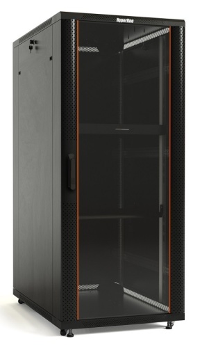 Hyperline Шкаф напольный 19-дюймовый, 18U, 988x600х800 мм (ВхШхГ), передняя стеклянная дверь со стальными перфорированны