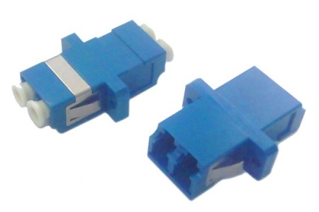 Hyperline Оптический проходной адаптер LC-LC, SM, duplex, корпус пластиковый, синий, белые колпачки