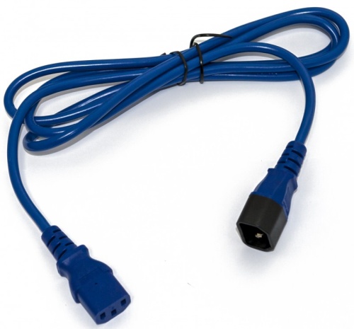 Hyperline Кабель питания монитор-компьютер IEC 320 C13 - IEC 320 C14 (3x0,75), 10A, прямая вилка, 1м, цвет синий (ПВС-АП