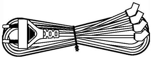 Hyperline Кабель питания для вентилятора 120x120x38 мм, 4 разъема под плоские контакты, с евровилкой без заземления, 1.8