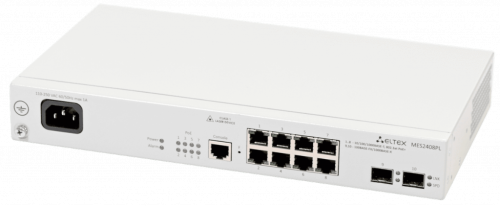 Eltex Ethernet-коммутатор MES2408PL, 8 портов 10/100/1000 Base-T (PoE/PoE+), 2 порта 10/100/1000 Base-T/1000Base-X (SFP)
