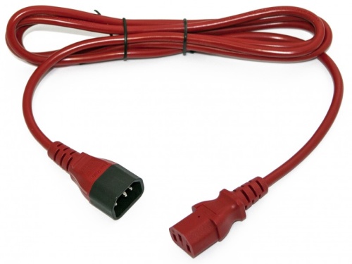 Hyperline Кабель питания монитор-компьютер IEC 320 C13 - IEC 320 C14 (3x0,75), 10A, прямая вилка, 1,8м, цвет красный (ПВ