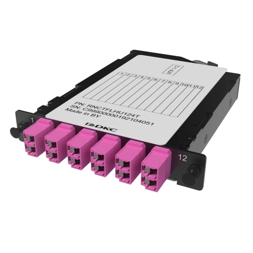 DKC Претерминированная кассета 12ОВ 50/125 OM4, 1xMTP(12)f/6xLC Duplex (с интегрированными шторками), 1/