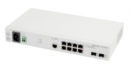 Eltex Ethernet-коммутатор MES2408B, 8 портов 10/100/1000BASE-T, 2 порта 100BASE-FX/1000BASE-X, L2,220В AC, 12В DС