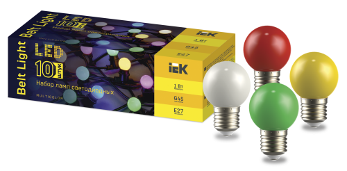 IEK Набор ламп LED декор. G45 шар 1Вт 230В MIX E27 10 шт